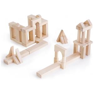 Blocos de montar de madeira Unit Blocks Set B Guidecraft com 56 peças naturais para construção e atividades STEM