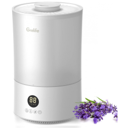 Umidificador para Quarto 4L com Luz Noturna, Desligamento Automático e Temporizador LED, Grelife, Branco