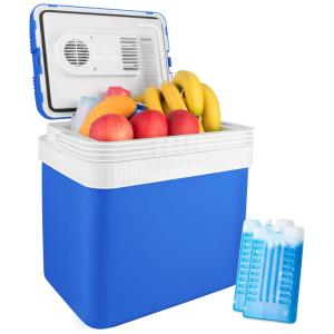 Mini Geladeira, Cooler Portátil 12V DC, Capacidade 24L com 2 porta gelo, azul, ASTROAI, Azul