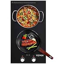 Cooktop Elétrico de Indução com 2 Queimadores, Temporizador, 9 Níveis e Trava para Crianças, em Vidro Cerâmico, 110V, Vevor, Preto