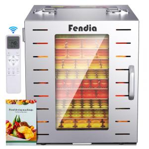 Desidratador de Alimentos para Jerky com Controle Remoto, 10 Bandejas Grandes de Aço Inoxidável, 1000W Desidratador de Frutas, Fendia
