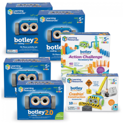 Learning Resources Botley 2.0 The Coding Robot Classroom Bundle – Kit de Programação Educacional com 239 Peças e 4 Robôs, 5+