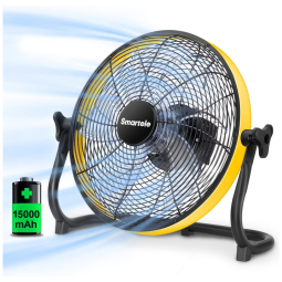 Ventilador de Piso com 3 Velocidades, Alimentado por Bateria, 110V, SMARTELE FF12, Amarelo