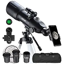 Telescópio Astronômico 14x180 com Lente Barlow 3X, Filtro lunar, Adaptador de Telefone e Tripé, ESSLNB 36070, Azul