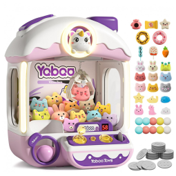 Máquina de Garra Roxa e Lilás Vanvimen – Mini Arcade Infantil Tema Unicórnio com 10 Pelúcias, 10 Ovos, 24 Moedas, Música e Luzes