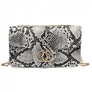 FONETTOS Bolsa Feminina de Ombro com Alça de Corrente Dourada, Preta Cobra