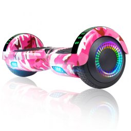 Patinete Elétrico Auto Balanceante FLYINGANT 6,5" Vermelho A03 Camo Pink com Alto-falante e Luzes LED