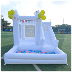 Casa de Pula-Pula Inflável Branca Oxford , com Piscina de Bolinhas e Escorregador - Ideal para Festas e Eventos,JIO JIO PLAY