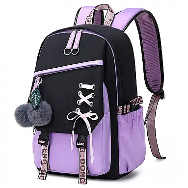 Mochila FENGDONG roxa para adolescentes,