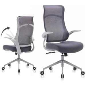 Cadeira de Escritório Ergonômica com Apoio Lombar e Braços Ajustáveis, Nouhaus Wave, Cinza