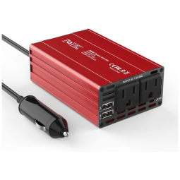 Inversor de Potência Automotivo 300W, 12V, com Carregador USB Duplo, FOVAL, Vermelho