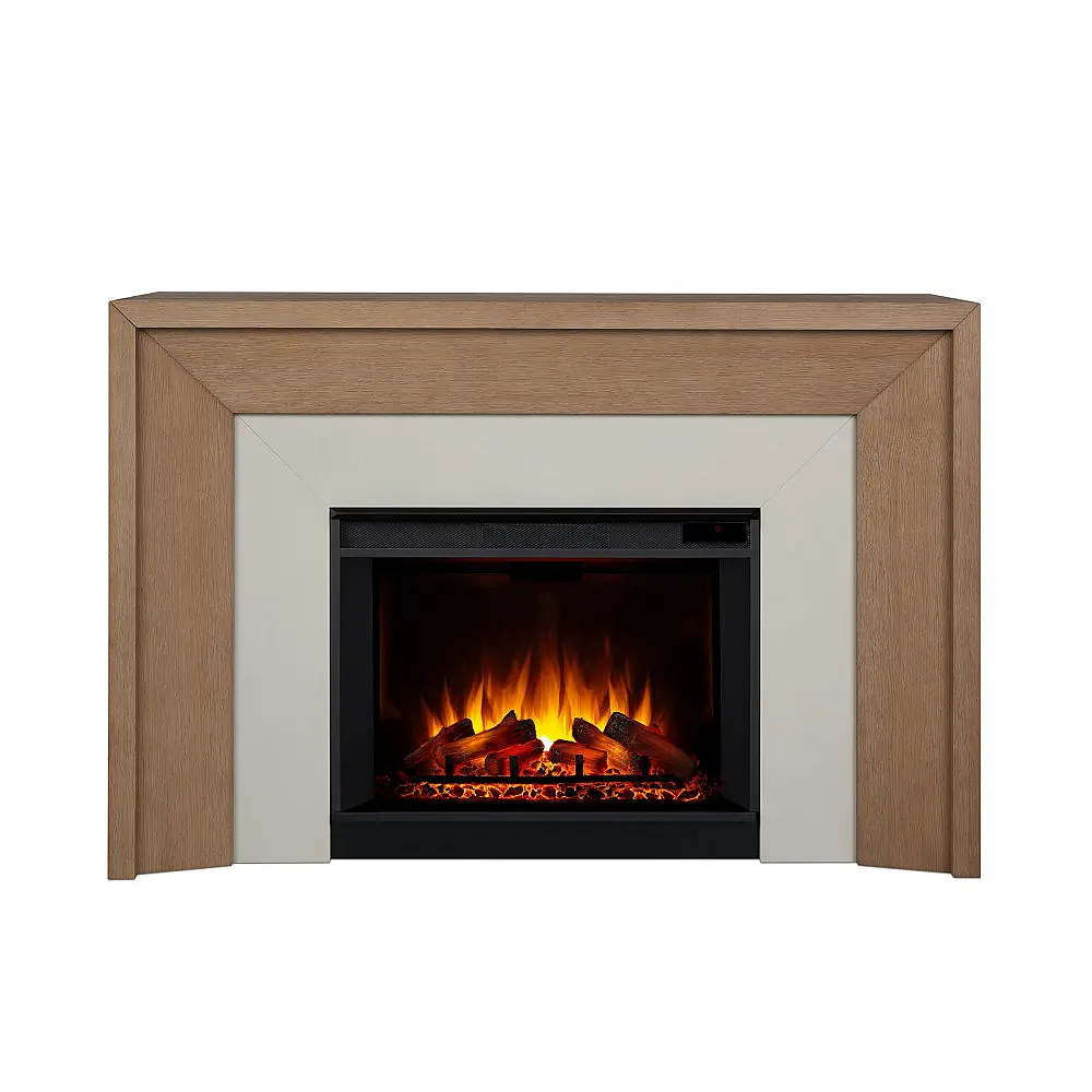 Lareira Elétrica Real Flame 161x107cm 1500W Chamas LED Madeira Portátil 110V