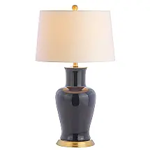 Abajur de Mesa em Cerâmica Azul Marinho 73 cm, Estilo Tradicional, para Quarto, Sala e Escritório, 110V 100W