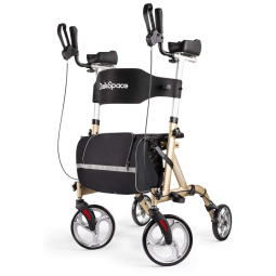 Andador Adulto Idoso com Apoio de Braço, Assento Acolchoado e Cesto, Suporta até 136 kg, OASISSPACE, Preto