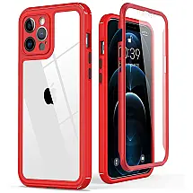 Capinha Compatível com a va d com Vidro Temperado, KEYSTAR iPhone 12 Pro Max Case, Vermelho