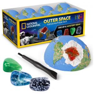 Conjunto de 24 Tijolos de Escavação Espaciais com Cristais Reais, Kit Educativo STEM para Crianças, Ferramentas Inclusas, Atividade de Sala