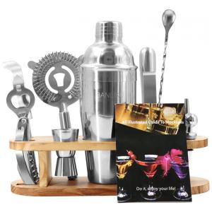 Kit Bn Profissional 12 Peças em Aço Inoxidável com Suporte de Pinho e Livro de Receitas, Cor, BANLIKU, Prateado