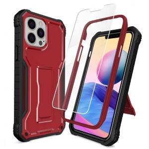 Capa para Iphone 13 Pro Max com Protetor de Tela Embutido e Alta Resistencia Nível Militar, DUOPAL, Vermelha