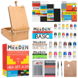 MEEDEN Kit de Pintura Profissional com Maleta de Madeira, 70 Peças