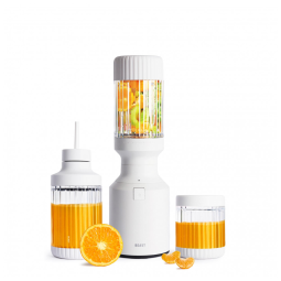 Mini liquidificador BEAST Mini Blender Plus branco 600W 640ml inox 2 velocidades com copos extras tampa e canudo desmontável single serve