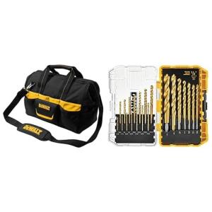 Bolsa de Ferramentas Organizadora DW1361 com 33 Compartimentos e Conjunto de Brocas, DEWALT, Preto