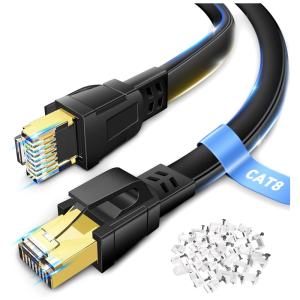 Cabo de Internet Cat8 15M Vel, 40Gbps 2000MHz com Conector RJ45, DEEGO, Preto