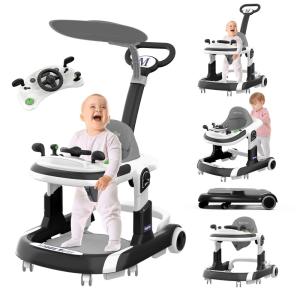 Baby Walker. 5 modos Walker dobrável com rodas. Música. Walker, bebês de 4 altura, com alça de push. Segurança de bebê