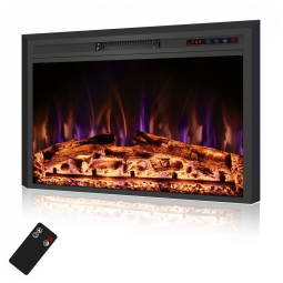 Lareira Elétrica de Embutir A69x90L cm com Cores de Chama Ajustáveis, Temporizador, Controle Remoto e Digital, 110V 1500W, RODALFLAME