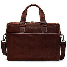 Bolsa Carteiro Masculina de Couro Genuíno para Laptop com 15,6 Polegadas, MARC PETER