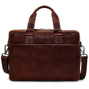 Bolsa Carteiro Masculina de Couro Genuíno para Laptop com 15,6 Polegadas, MARC PETER