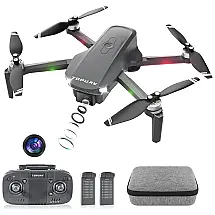 Drone GPS com Câmera 90° Ajustável, Retorno Automático, Decolagem/Pouso com Uma Tecla e 2 Baterias Recarregáveis, TOPUAV, Preto