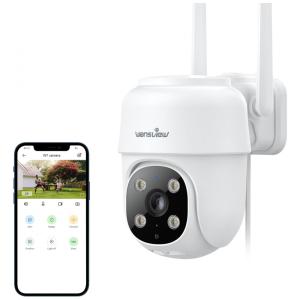 Câmera de Segurança sem Fio 2K 2.4G WIFI com Controle Via APP e Visão Noturna, Wansview W7, Branca