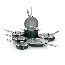 Conjunto de Panelas Ninja NeverStick Ceramic Pro 14 Peças Verde British Racing Green Revestimento Cerâmico Inox Indução