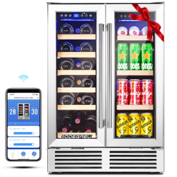 Adega Climatizada Dupla para 19 Garrafas e 57 Latas com Controle via APP, 110V, BODEGA, Aço Inoxidável