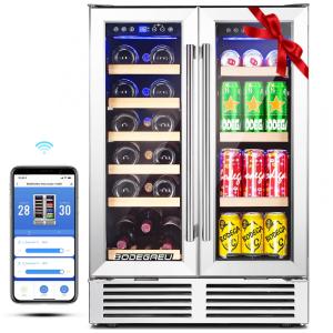 Adega Climatizada Dupla para 19 Garrafas e 57 Latas com Controle via APP, 110V, BODEGA, Aço Inoxidável