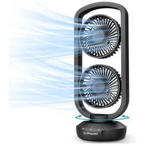 Ventilador de Mesa Dr. Portátil com 3 Velocidades e Temporizador, 110V 10W, DR.PREPARE, Preto
