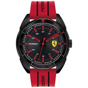 Relógio de Pulso Forza Quartzo Pulseira de Silicone Mostrador Solar Escovado, FERRARI, Vermelho