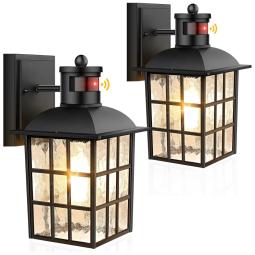 Arandela Luminária Moderna Externa de Parede à prova dágua com Sensor, Base E26, 2 Unidades, BRIGHTEVER 9033 B, Preto