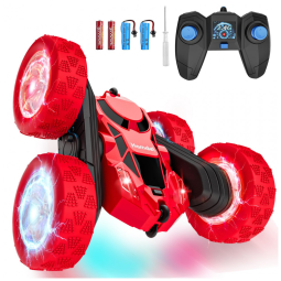Carrinho de controle remoto STEM Hamdol Glow Red Fighter 4WD com luzes LED e giros 360°