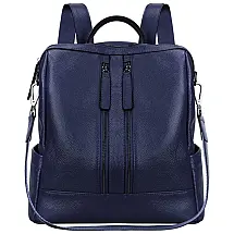 Mochila Feminina de Couro Conversível para Bolsa de Ombro, S ZONE, Azul