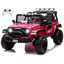 Carro Elétrico Infantil Sopbost Rosa 24V 2 Lugares 4 Motores 4WD Pneus EVA Controle Bluetooth LED Off-Road