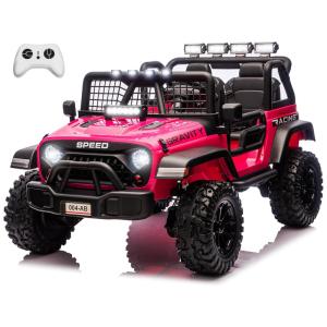 Carro Elétrico Infantil Sopbost Rosa 24V 2 Lugares 4 Motores 4WD Pneus EVA Controle Bluetooth LED Off-Road
