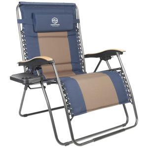 Cadeira Reclinável Ajustável Gravidade com Apoio de Cabeça e Porta Copos, COASTRAIL OUTDOOR Zero Gravity Chair, Azul claro