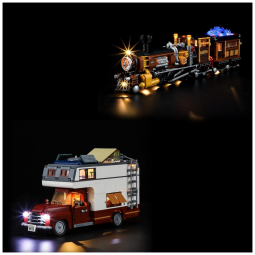 Kit de Construção Camper Van e Steampunk Train 2797 Peças, para Crianças a Partir de 8 Anos, FUNWHOLE
