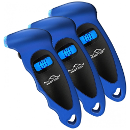 Kit com 3 Medidores de Pressão Digital para Pneus JUSTTOP, 150PSI, 4 Configurações para Carros, Caminhões e Bicicletas