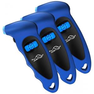 Kit com 3 Medidores de Pressão Digital para Pneus JUSTTOP, 150PSI, 4 Configurações para Carros, Caminhões e Bicicletas