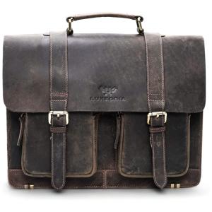 Bolsa Maleta de Couro Sintético Unissex para Laptop, LUXEORIA, Cinza