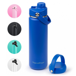 Garrafa Térmica para Água 650mL em Aço Inoxidável com Isolamento a Vácuo de Parede Dupla e 2 tampas à Prova de Vazamento