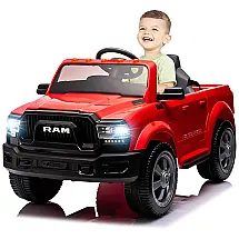 Carro Elétrico Infantil a Bateria com Controle Remoto, Luzes LED e Armazenamento Traseiro, 12V, Sesslife Dodge Ram 2500, Vermelha