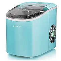 Máquina de Gelo até 12 kg em 24H Portátil com Colher e Cesta de Gelo, 110V, COSTWAY, Verde